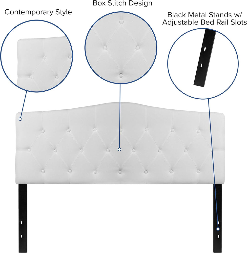 Flash Furniture Queen Tufted Fabric Headboard, White