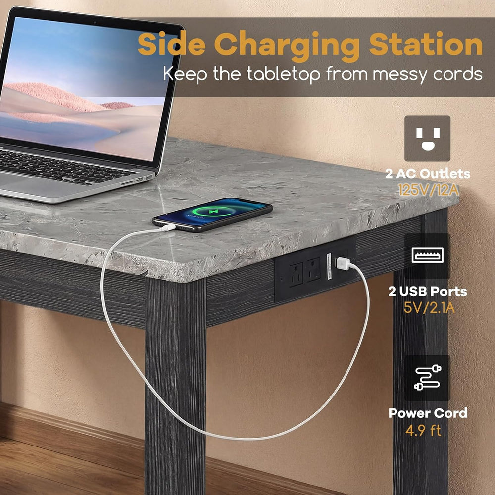 COSTWAY 3-Piece Wooden Bar Table Set with Charging Station | Modern Counter H...