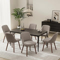 Upholstered Dining Chairs Set of 6, Modern Fabric Kitchen Chairs with Back, Wood Legs for Kitchen Dining Room Restaurant, Taupe