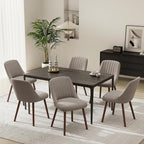 Upholstered Dining Chairs Set of 6, Modern Fabric Kitchen Chairs with Back, Wood Legs for Kitchen Dining Room Restaurant, Taupe