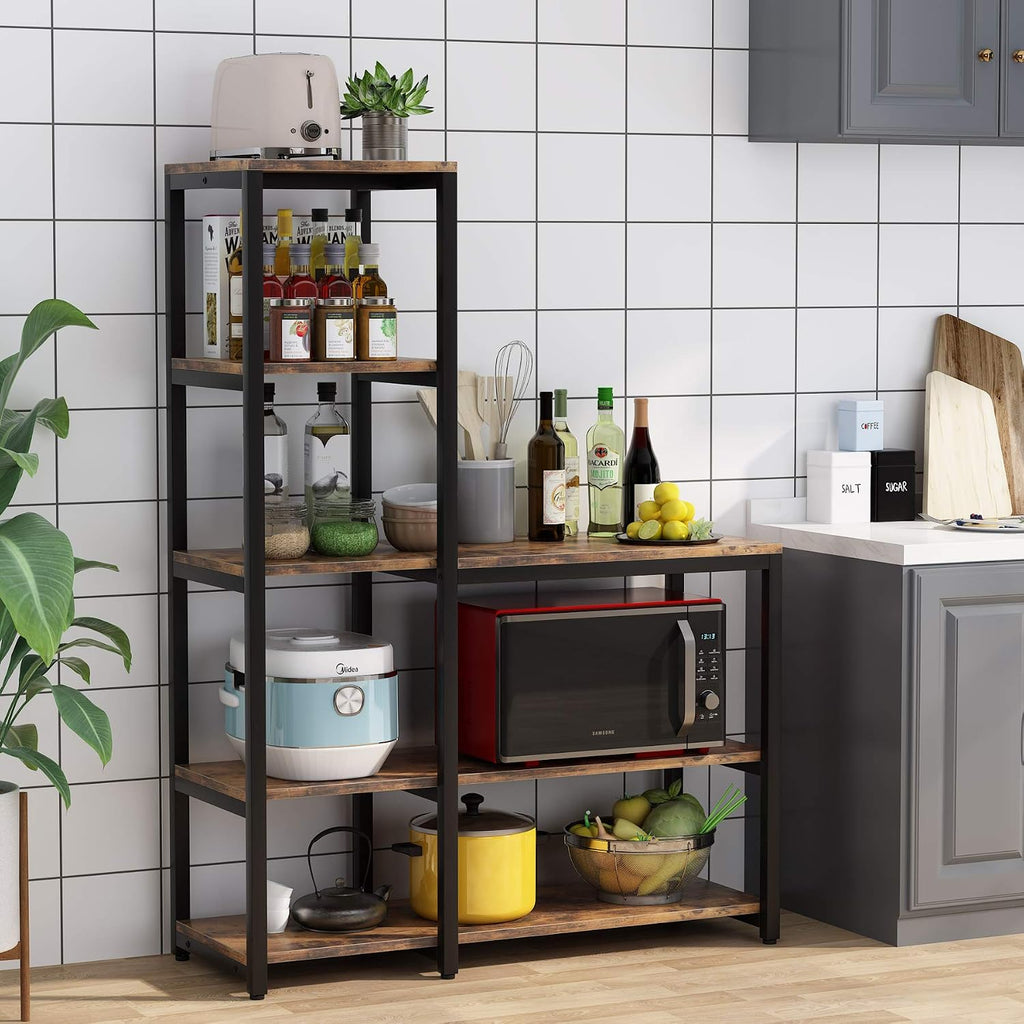 Tribesigns 5-Tier Kitchen Bakers Rack with Utility Storage Shelf, Freestanding Microwave Oven Stand Kitchen Spice Rack Shelf Organizer