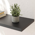 Wall Shelf Set of 3, Black Floating Shelves 24 in W x 10 in D x 1 in H, Wooden Floating Wall Shelf with Invisible Brackets for Living Room/Bedroom/Bathroom/Kitchen Storage and Decor
