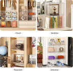 Clear Display Case for Collectibles, Purse Organizer for Closet, Handbag Storage Organizer 5 Pack Stackable Storage Boxes with Magnetic Lid for Shoes, Books, Purse, White