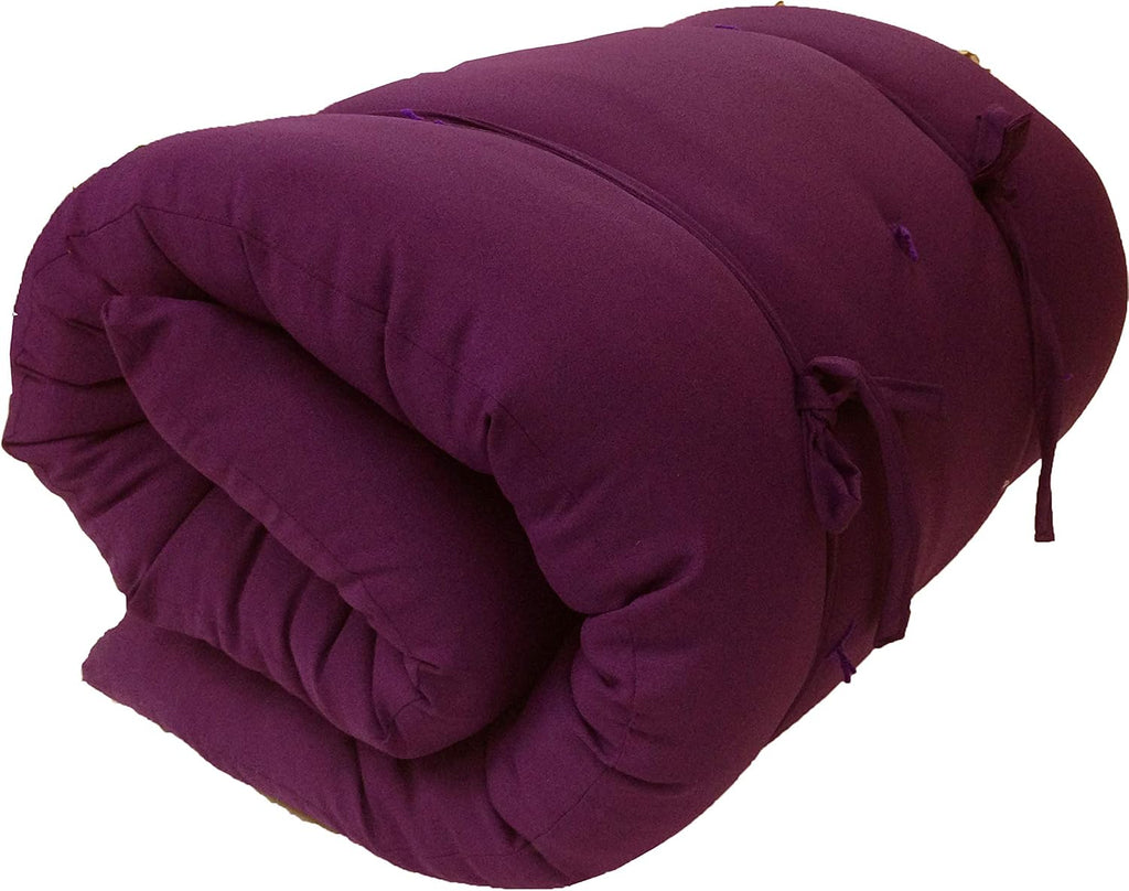 Burgundy Full Size Traditional Japanese Floor Futon Mattresses, Foldable Cushion Mats, Yoga, Meditaion 54" Wide X 80" Long
