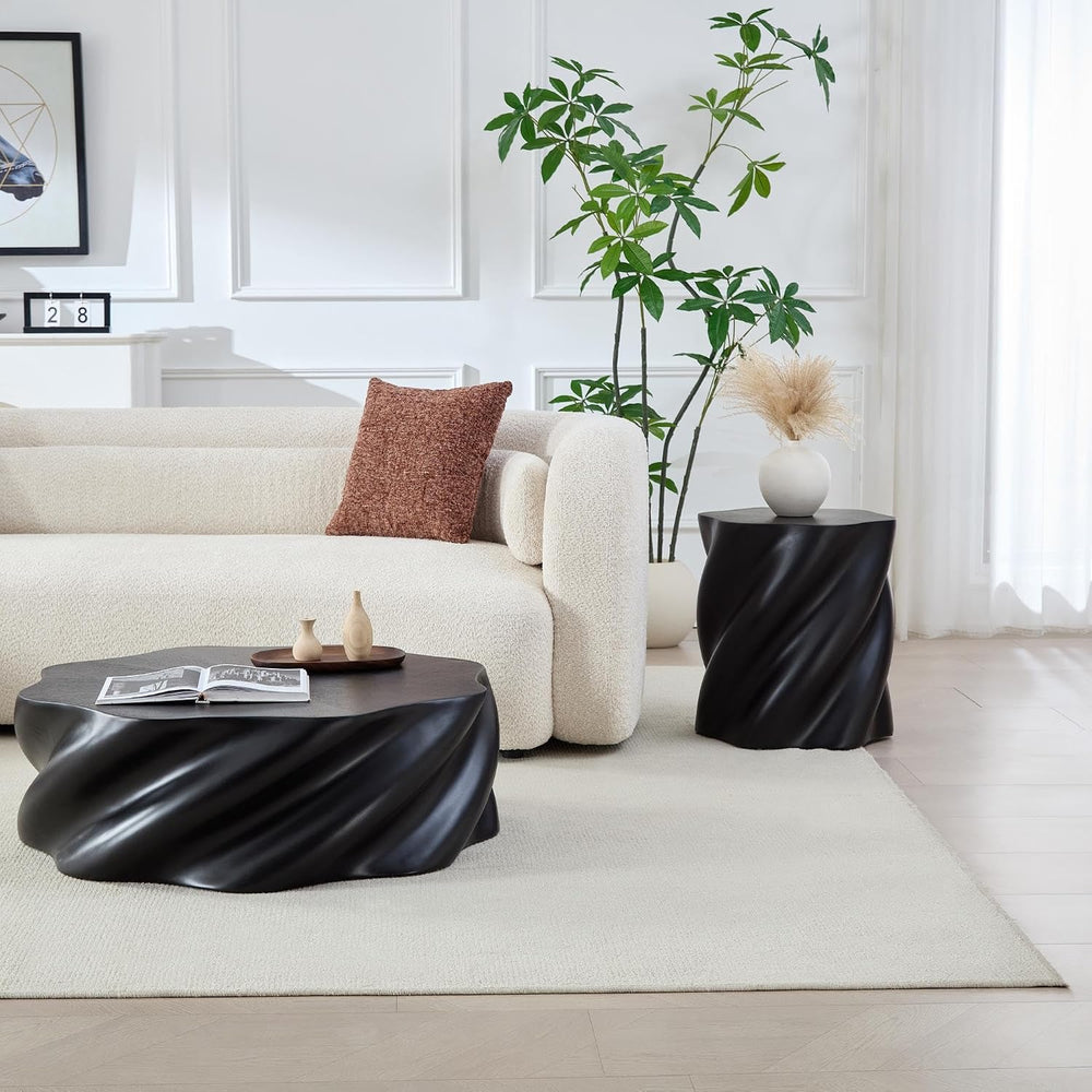 Art Deco Twisted End Table, Organic Sculptural Side Table for Living Room Dec...