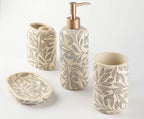Hymmah Bathroom Accessories Set,Toothbrush Holder,Farmhouse Bathroom Decor,4 Pcs Resin Gift Set Apartment Necessities, Contain Toothbrush Cup,Soap Dispenser,Soap Dish,Tumbler