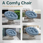 Bme 40" Ergonomic Wicker Papasan Chair