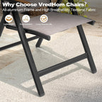 Folding Patio Chairs Set of 2, Aluminum High Back Outdoor Recliners | Outdoor Folding Chairs with Aluminum Frame & High Back, Patio Recliners with Teak Armrests, No Assembly Required, Adjustable