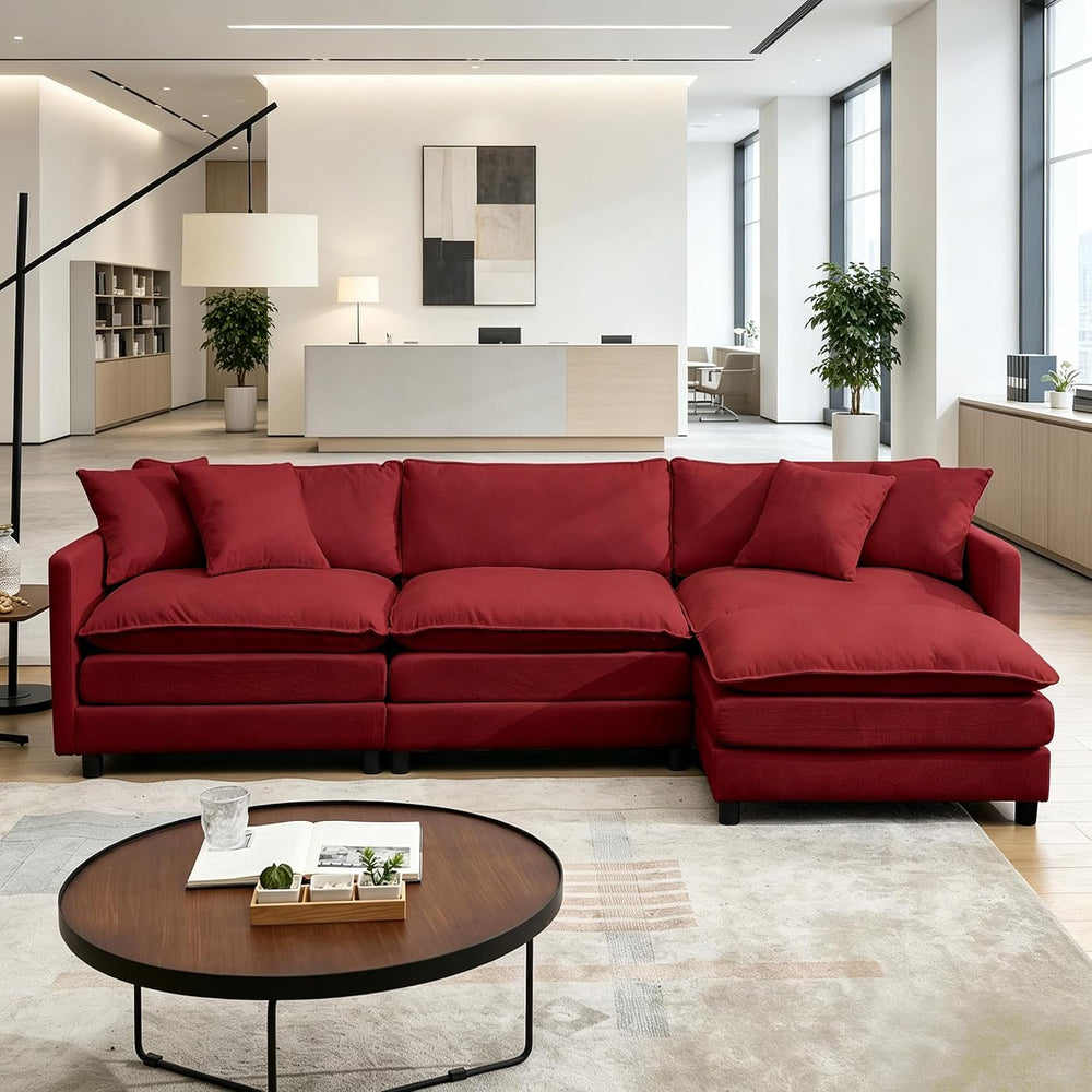 108.27" Modular Sectional Sofa, 4 Seat L Shaped Couch with Chaise | Deep...