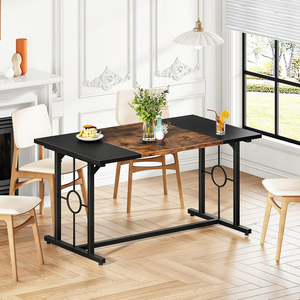 HOOBRO Dining Table, Wooden Kitchen Table for 4-6, Rectangular Dining Room Ta...
