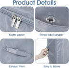 2 PCS 3-Layer Ultra Space Saving Zipper Compression Storage Bags Large Capacity Organizer Multifunctional Comforter Storage Bag for Comforters Blankets Bedding and Seasonal Clothing Gray