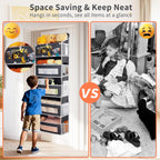 Over the Door Organizer, Large Capacity 5 Shelfs Hanging Door Organizer with Pockets and DIY Slots for Toys, Shoes, Diapers, Clothes, Behind Door Storage for Closet Wall Bedroom Nursery Pantry, Gray