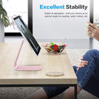 OMOTON Adjustable Tablet Stand for Desk, Upgraded Longer Arms for Greater Stability, T2 Tablet Holder with Hollow Design for Bigger Sized Phones and Tablets Such as iPad Pro/Air/Mini, Rose Gold