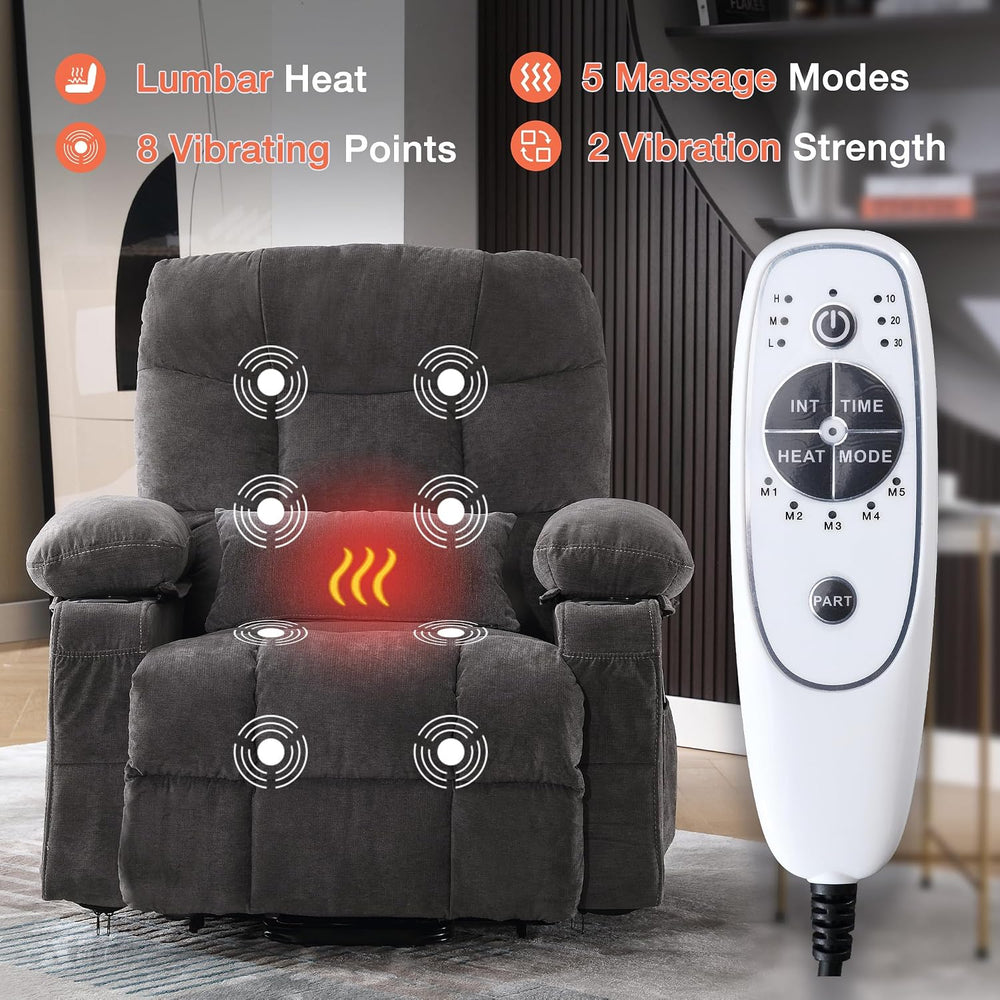 MAHOMICO Power Lift Recliner Chair for Elderly with Vibration Massage and Lum...