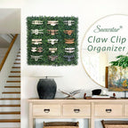 SNOWSTAR Green Grass Claw Clip Organizer Holder, 20x20 inch Hair Clip Stand for Women and Girls, Wall Decor Display
