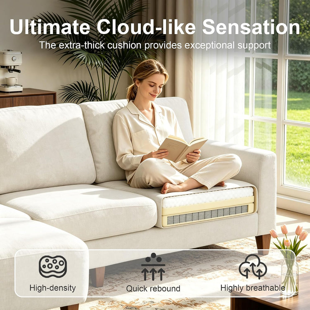L Shaped Sectional Couch for Living Room, Modular Small Sofa with Ottoman | 9...
