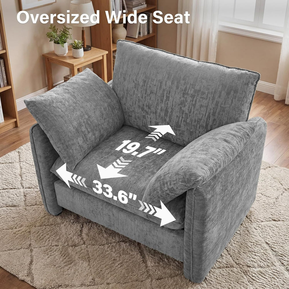 Elegant Oversized Accent Chair for Living Room, 42.1", Chenille, Gray | ...