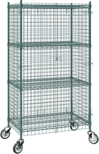 24"x36"x70" Metal Wire Green Security Heavy Duty Commercial NSF Certified Storage Unit | Mobile Wire Security Cage Kit