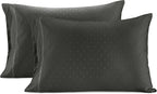 LANE LINEN Pillows Queen Size Set of 2, Soft 100% Egyptian Cotton, Cool & Smooth 1000 Thread Count Pillow Cases - Swiss Dot - Charcoal