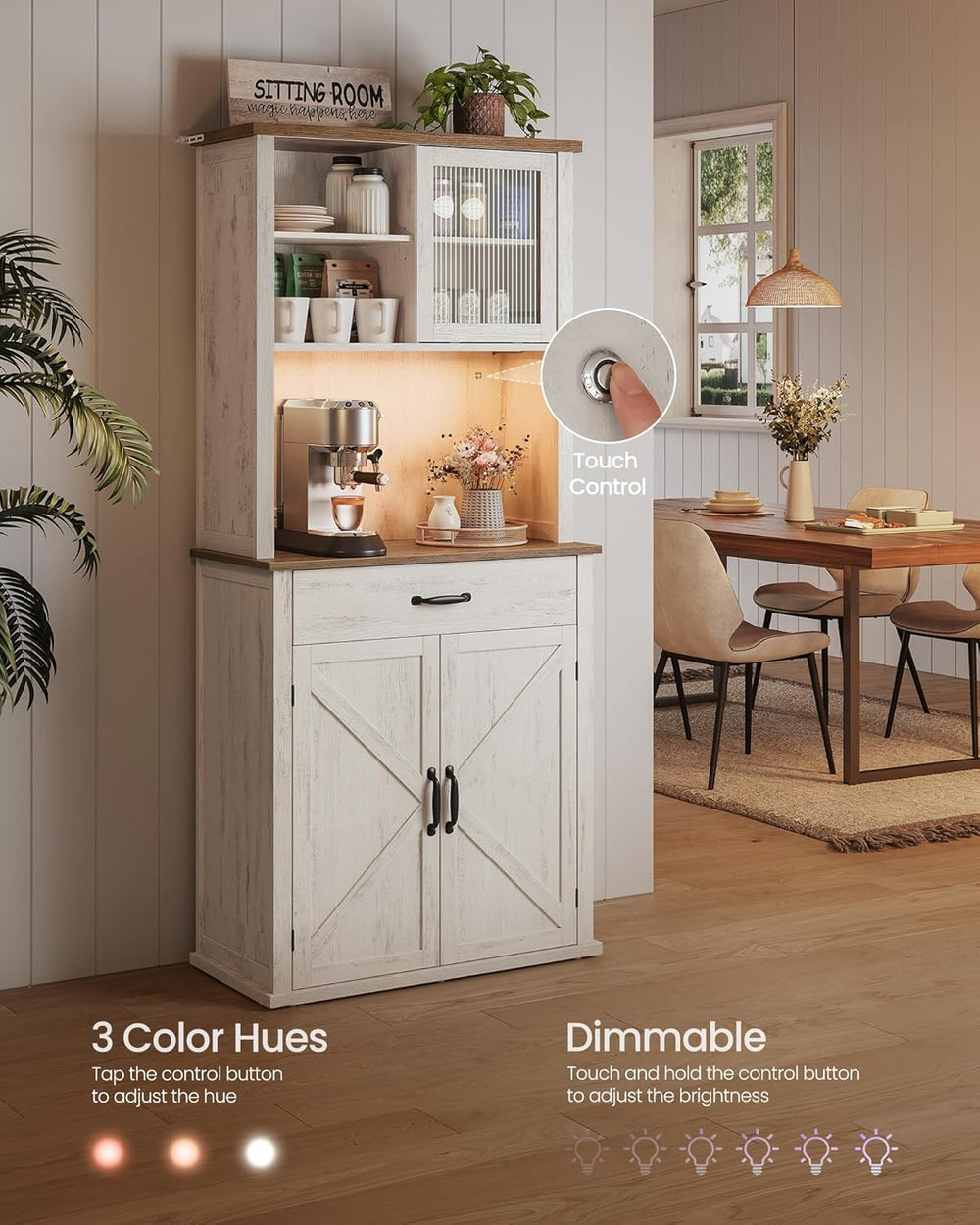 VASAGLE LIRY Collection - 71-Inch Tall Kitchen Pantry Cabinet with Lights and...