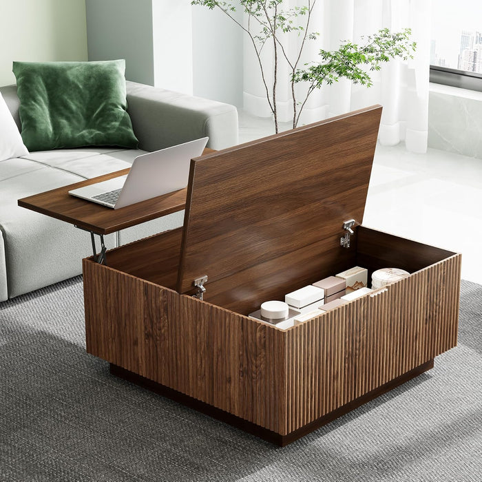 Epecoya 31'' Lift Top Coffee Table with Storage, Walnut Square Center Table
