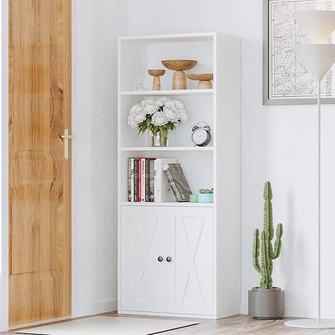 IRONCK Industrial Bookshelves and Bookcases with Doors 11.8 in Depth Floor St...