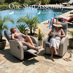 Oversized Wicker Outdoor Swivel Glider Recliner with Adjustable Backrest & Footrest, Patio Reclining Lounge Chair