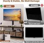 JUSTOGO TV Stand with Mount & Power Outlet for 32-70 Inch TVs, Rustic Brown | TV Console with Drawers & Led Lights, AC Outlets & USB Ports, For Living Room, Bedroom, Height Adjustable, Swivel TV Cabinet