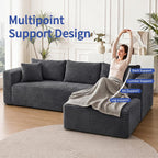 Grey Oversized Sectional Boneless Couch for Living Room. Right Face Chaise | L shaped modular sofa, Cloud soft cushion with foam, Breathable pet-friendly, Side storage pocket, No assembly required.