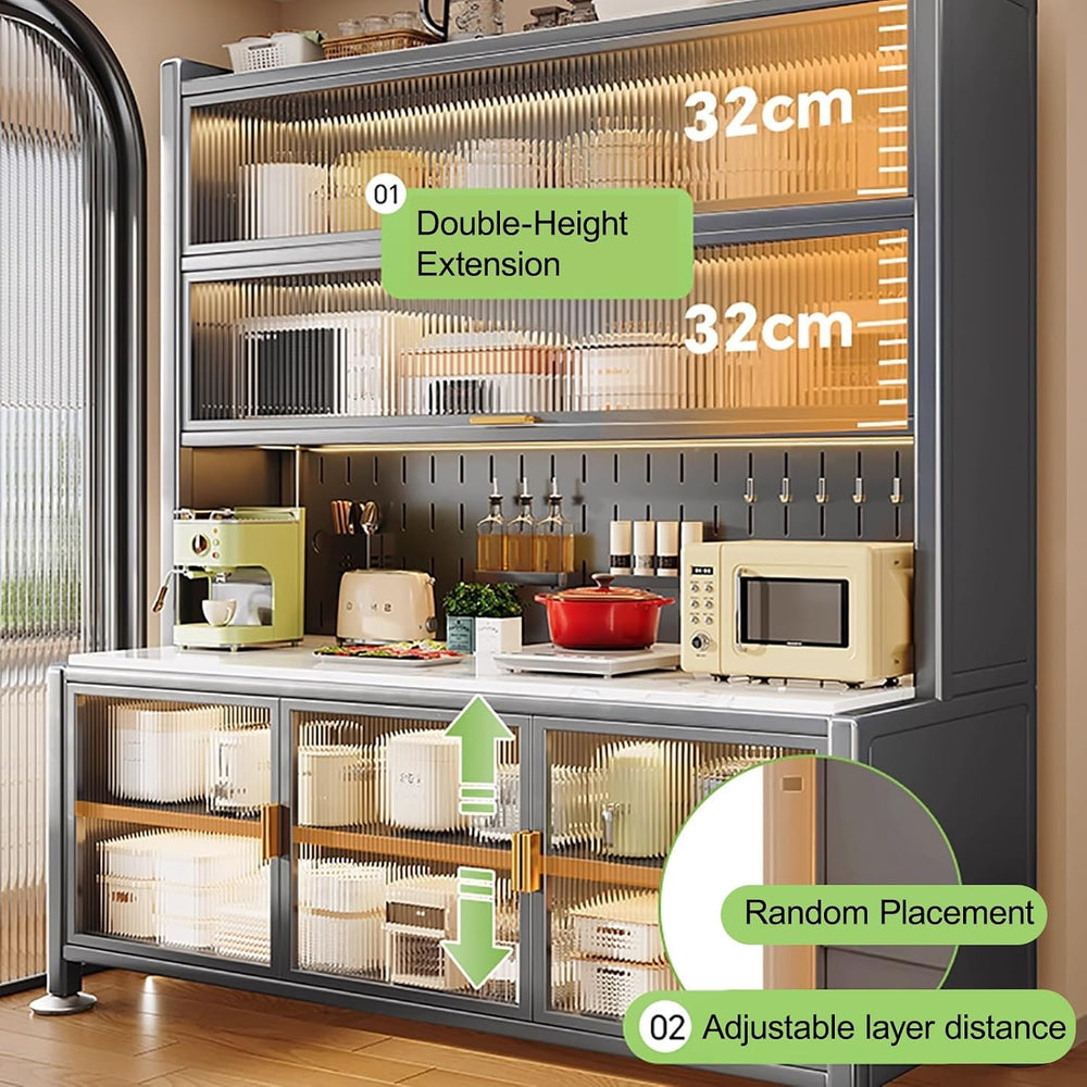 Kitchen Pantry Storage Cabinet, Modern Hutch with Storage Drawers, Coffee Bar...