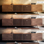 Mid Century Modern TV Stand with 4 Doors, 70.87 Inch Wide Entertainment Center TV Console for Living Room Bedroom, Media Console TV Cabinet with Storage Walnut
