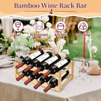 2 Pack Wine Racks, 2-Tire Bamboo Wine Rack, Wine Rack for Inside Cabinet 16 Bottles Wine Storage Holder Liquor Bottle Display Shelf Suitable for Bar,Home,Kitchen,Cellar Basement,Restaurant