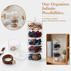 ZENFUN 5 Layers Acrylic Belt Organizer, Stackable Belt Storage Box Clear Display Case Vanity Organizer for Watch, Hair Accessories, Jewelry, Closet and Drawer, 2.6" H x 5.5" Dia