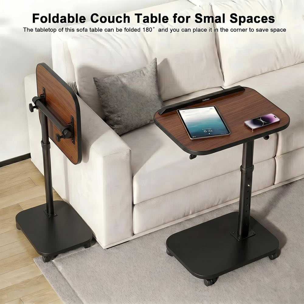 C Table End Table Adjustable Height, Rolling TV Tray Table for Small Spaces 1...