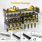 Large Power Tool Organizer Wall Mount,4 Layers Heavy Duty Metal Loads 400lbs,Power Tool Shelf Battery Storage with 8 Cordless Drill Holder,Utility Racks for Garage Workshop
