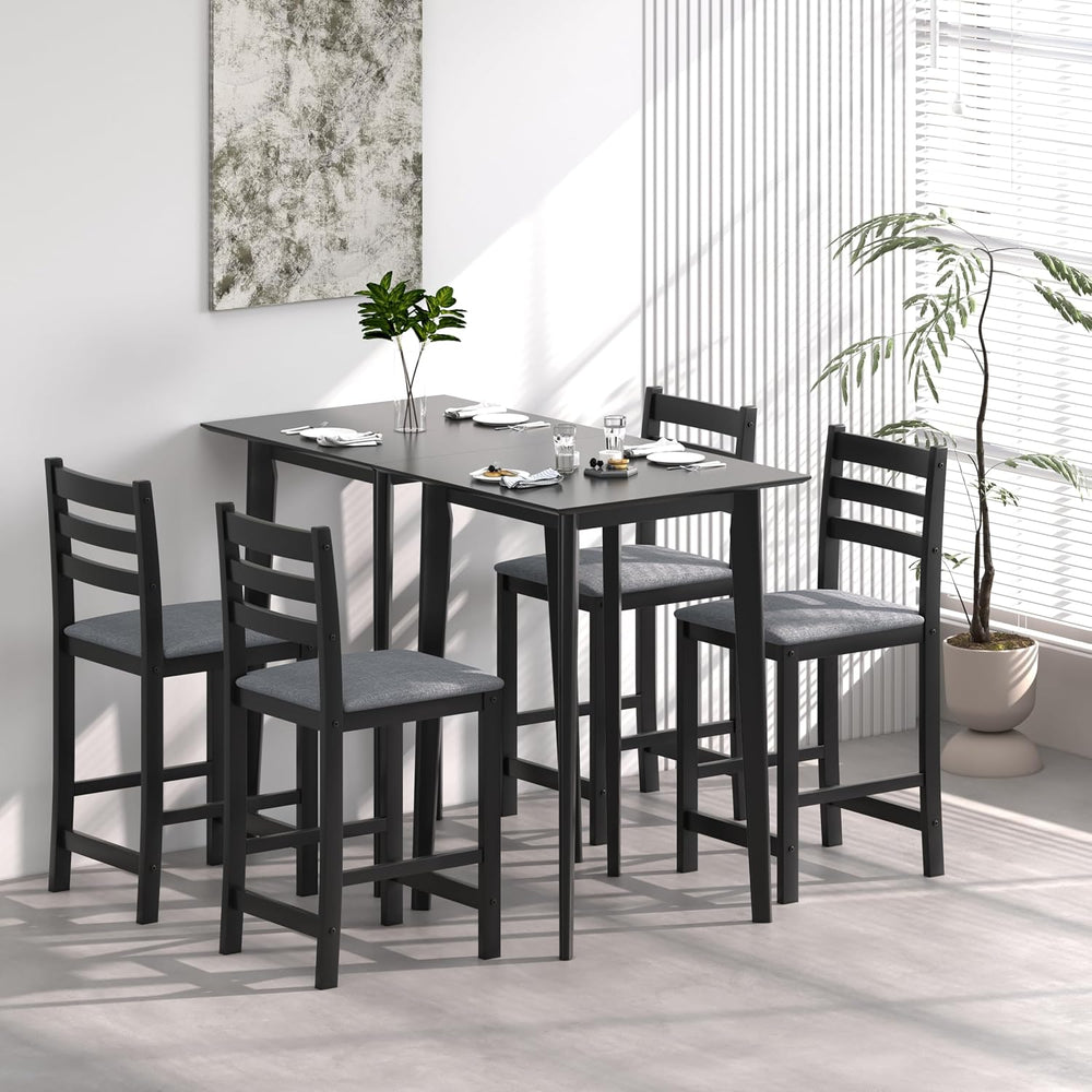 27.5 inch Bar Table and Chairs Set, Solid Wood Bar Height Pub Table and Chair...