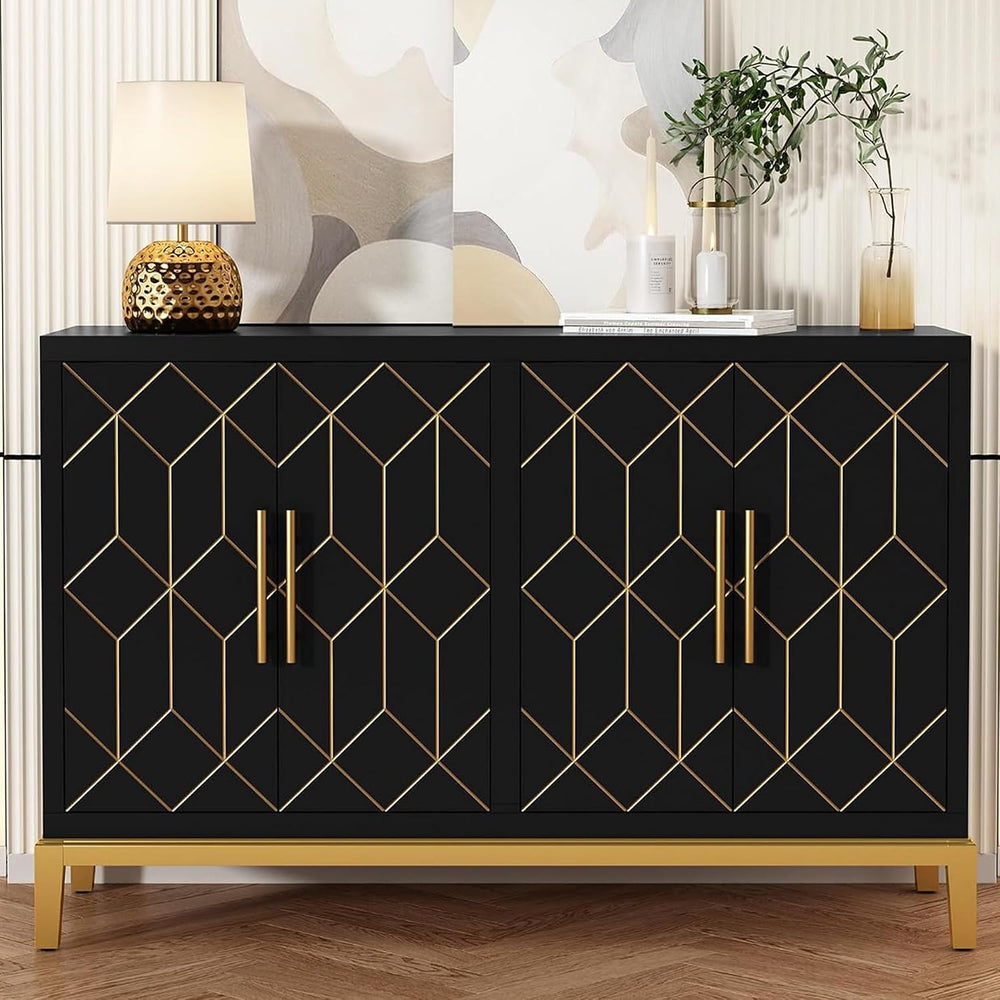 HLR Accent Cabinet with 4 Doors&Shelves, Sideboard Buffet Cabinet with Go...