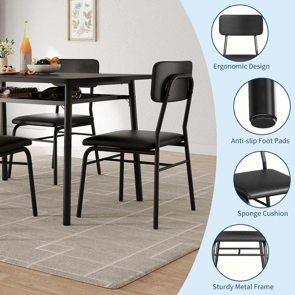 GAOMON Dining Table Set for 2, Wood Kitchen Table with 2 Upholstered Chairs a...