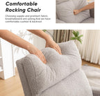 Rocking Chair Nursery, Rocker Nursing Chairs for Breastfeeding with Wood Legs and Side Pocket, Comfortable Glider Roking Chair for Nursery, Living Room, Bedroom,Teddy Light Grey