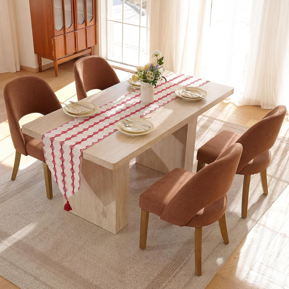 Wooden Dining Chairs Set of 2, Upholstered Modern Chenille Dining Room Chair ...