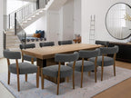 Modern Dining Chairs Set of 4, Walnut Upholstered Kitchen & Dining Room Chairs, Mid Century Wooden Dining Chairs Oversized Sturdy Fabric Rounded Chairs Curved Back, Dark Grey