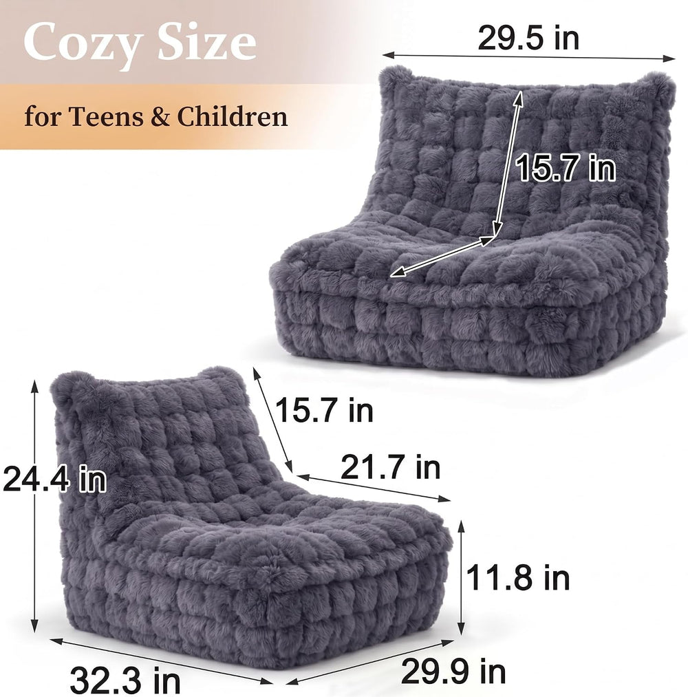Memory Foam Bean Bag Chairs with Filler Faux (Dark Grey) | Beanbags Lazy Sofa...