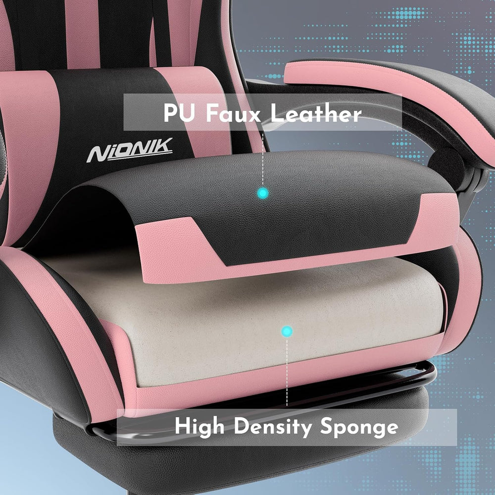 Gaming Chair, Ergonomic Computer Chair with Footrest and Lumbar Support, Heig...