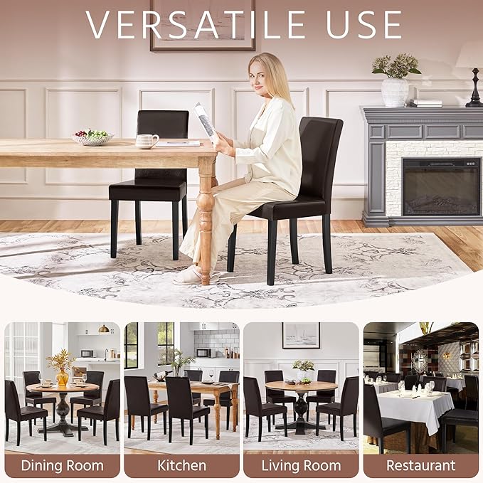 Yaheetech Dining Chairs Set of 2 Faux Leather Modern Dining Room Chairs with ...