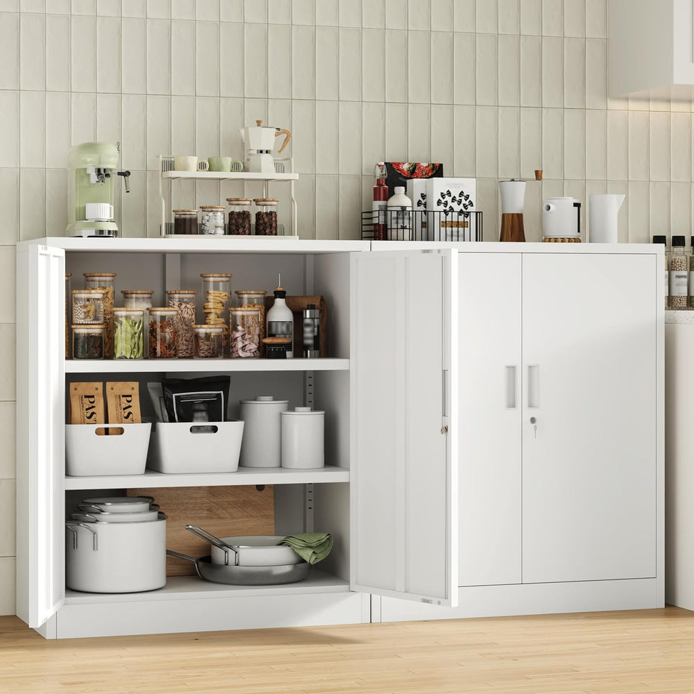 CJF Pantry Cabinet, Metal Pantry Storage Cabinets with Doors and 2 Adjustable...