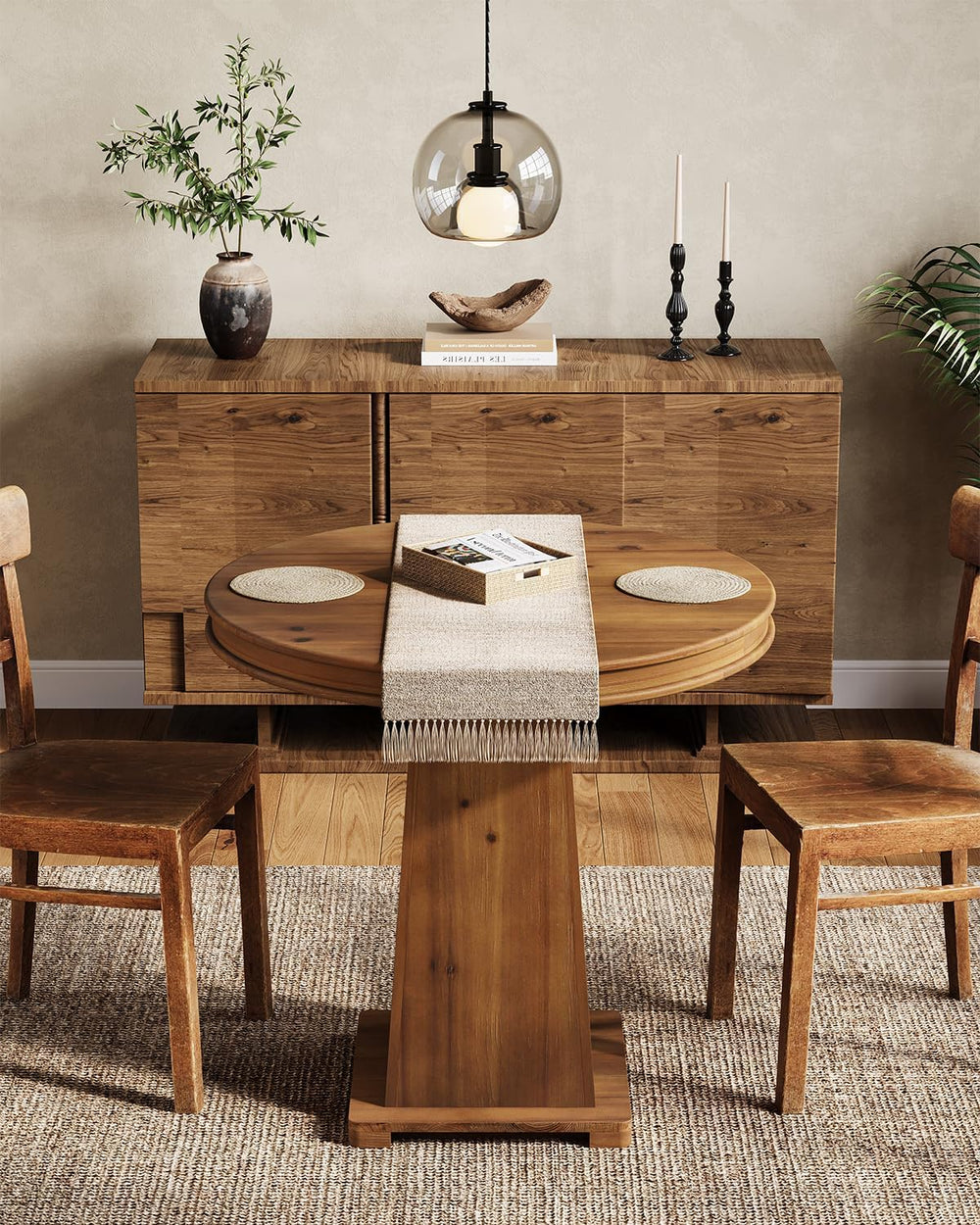 LITTLE TREE Solid Wood Round Dining Table, 31.5" Small Kitchen Table for...