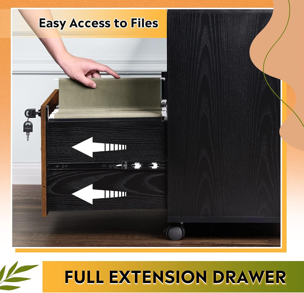 DEVAISE File Cabinet with Charging Station, 1 Drawer Rolling File Cabinet, Lo...