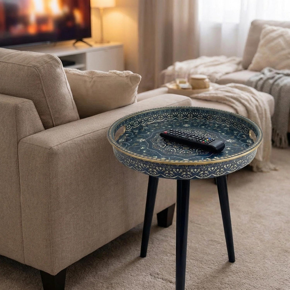 Round Indoor Side Tables with Detachable Wooden 3 Legs, Versatile Tray Table,...