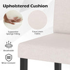 COSTWAY Fabric Armless Dining Chairs Set of 4, Upholstered Kitchen Side Chair w/Rubber Wood Legs, Padded Seat & High Backrest, Mid-Century Modern Accent Chairs for Living Room Restaurant (Beige)