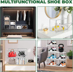 12 Pack X-Large Acrylic Display Case, Size 14 Clear Shoe Box Stackable Sneaker Display Case with Magnetic Lid Multipurpose Storage Bin for Closet for Purses, Handbags, Cosmetics, Collectibles